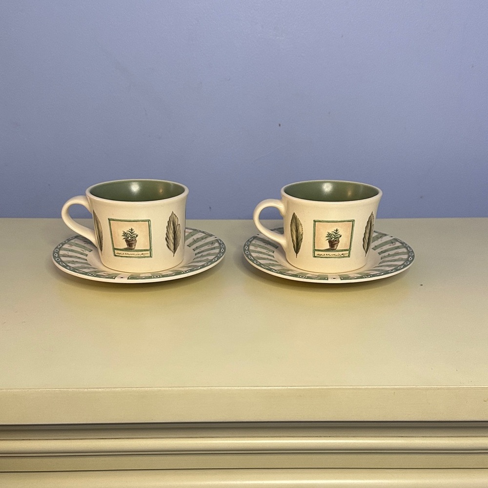 Pfaltzgraff Naturewood Tea Cups with Saucers